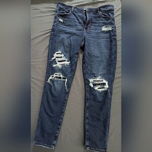 American Eagle Outfitters Super High Rise Patched Distressed Jeggings.